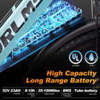 MENORX MN-6 Dual Motor Electric Bike 26''Fat Tire 52V 25Ah 5000W Peak