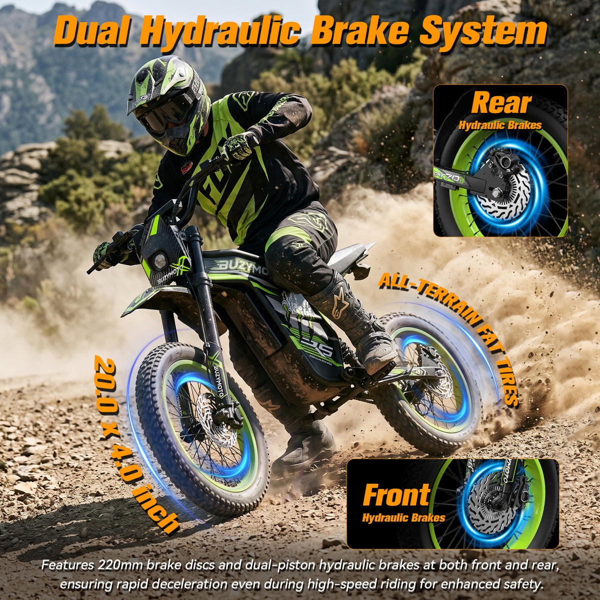 53.8MPH Electric Dirt Bike for Adult,7000W Peak Power,67.2V Output 30Ah Full Suspension System, 2016Wh Battery, 78 Miles, 20×4.0 Fat Tires, Dual Hydraulic Disc Brake,5-Speed Level,220Nm Top Torque