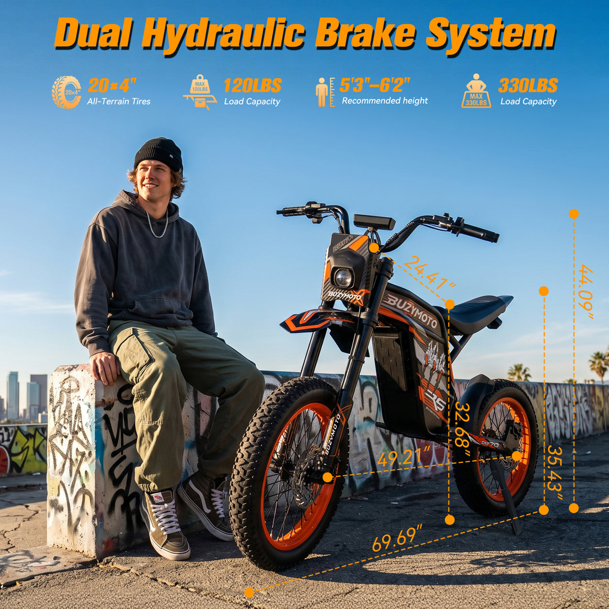 53.8MPH Electric Dirt Bike for Adult,7000W Peak Power,67.2V Output 30Ah Full Suspension System, 2016Wh Battery, 78 Miles, 20×4.0 Fat Tires, Dual Hydraulic Disc Brake,5-Speed Level,220Nm Top Torque