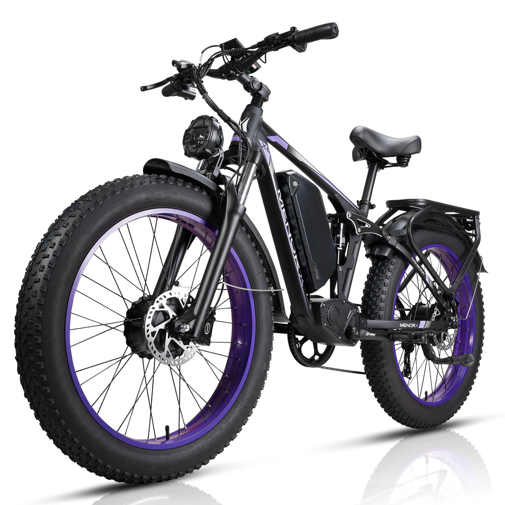 MENORX X6 Dual Motor Electric Bike 26"x4" Fat Tire  Full Suspension