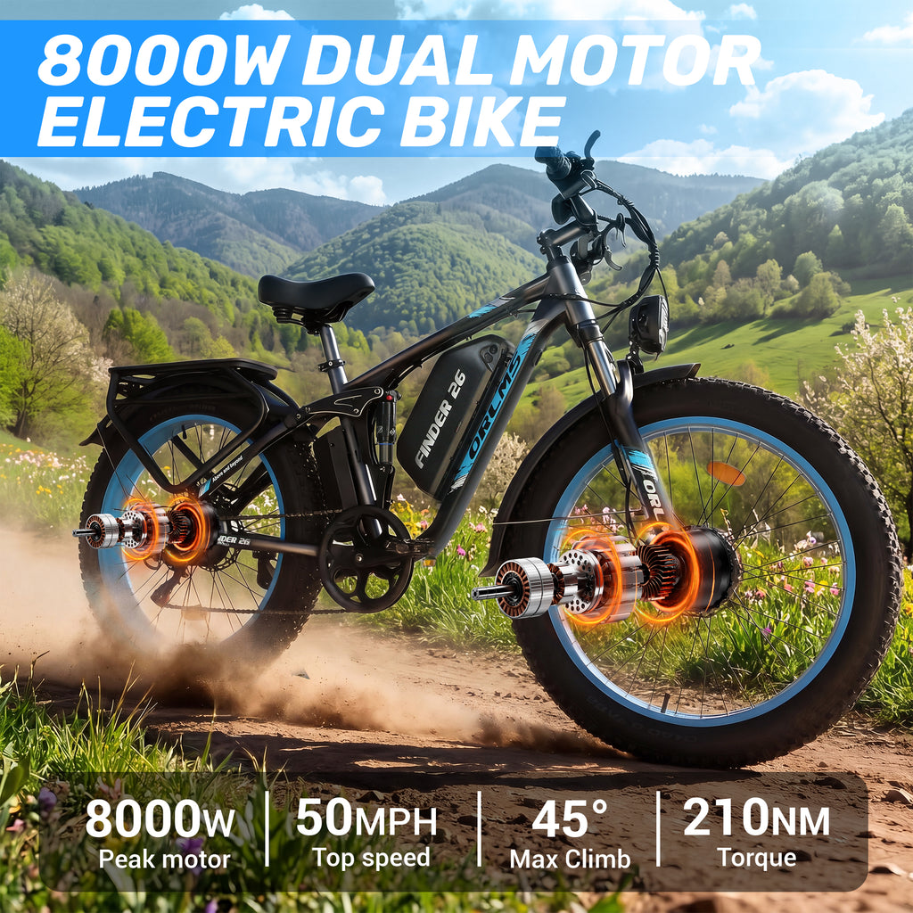MENORX Finder26 Dual Motor Electric Bike 26"x4" Fat Tire Full Suspension