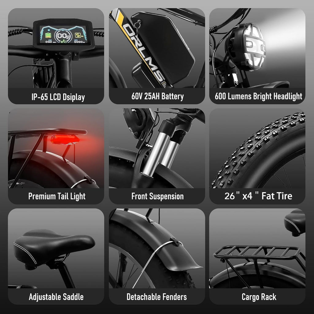 MENORX TS60 Dual Motor Ebike 60V 25Ah 6000W Peak 26" All-Terrain Fat Tire