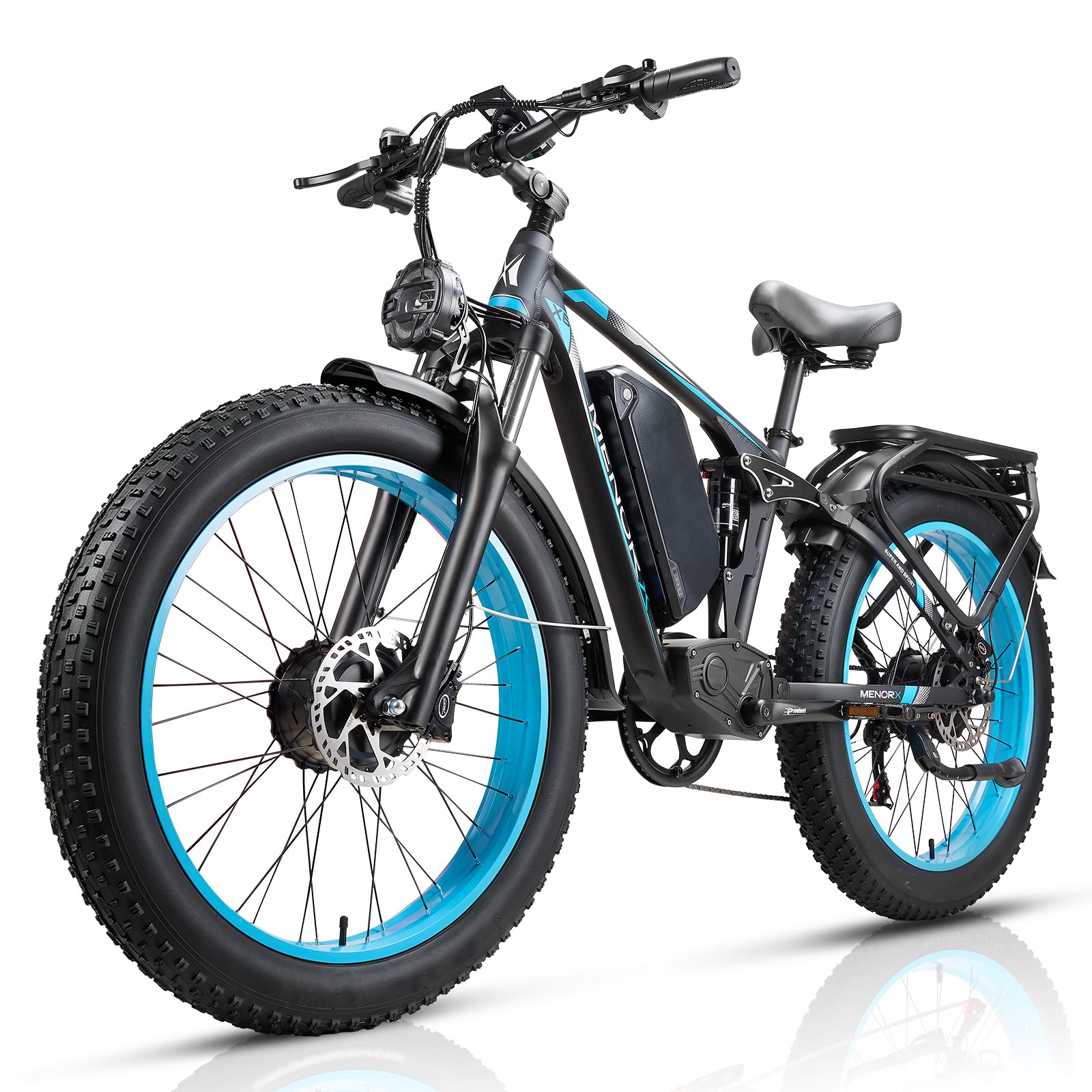 MENORX X6 Dual Motor Electric Bike 26"x4" Fat Tire  Full Suspension