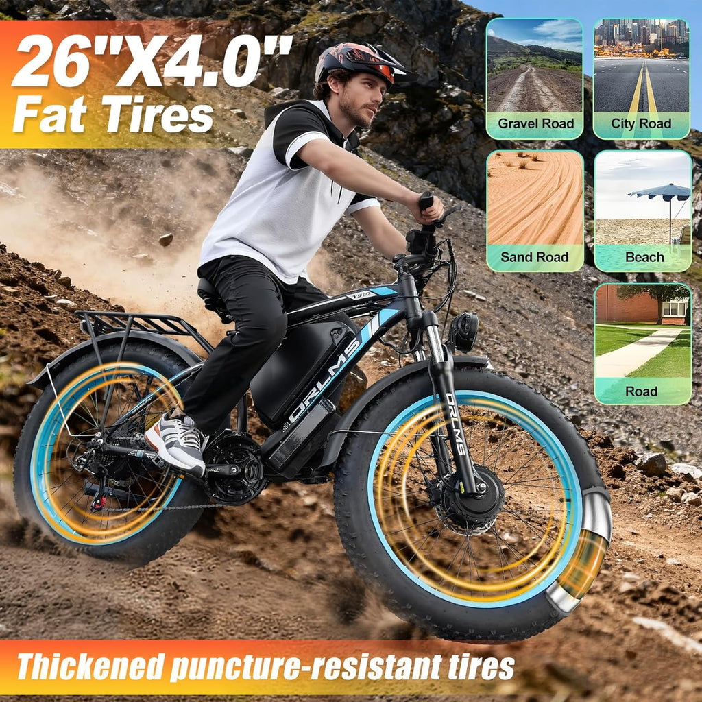 MENORX TS60 Dual Motor Ebike 60V 25Ah 6000W Peak 26" All-Terrain Fat Tire