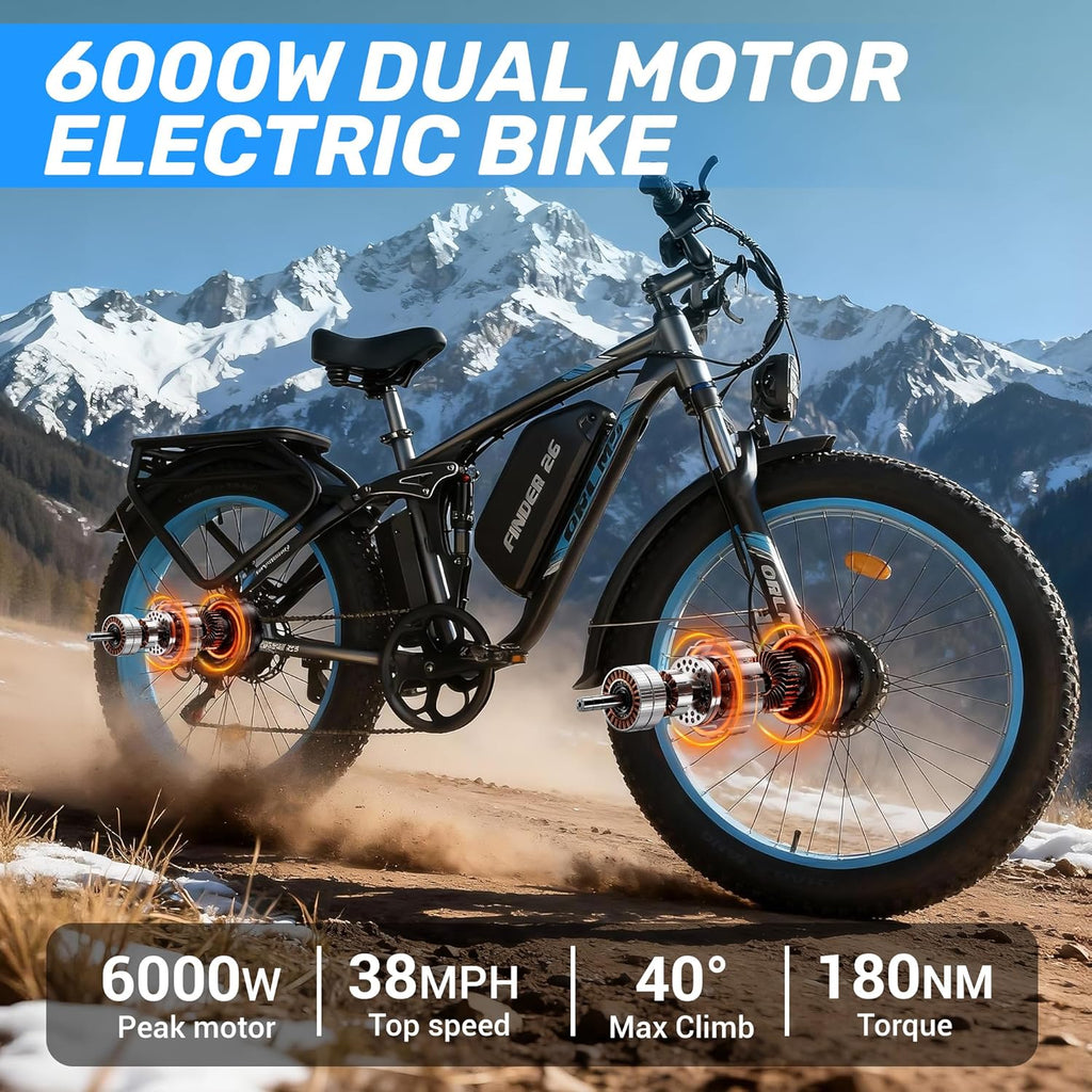 MENORX Finder 26 Dual Motor Electric Bike 26"x4" Fat Tire Full Suspension