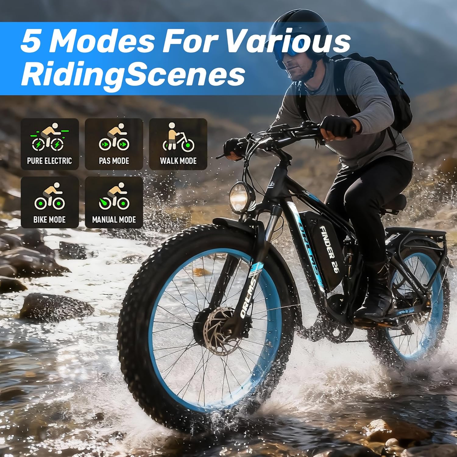MENORX Finder 26 Dual Motor Electric Bike 26"x4" Fat Tire Full Suspension