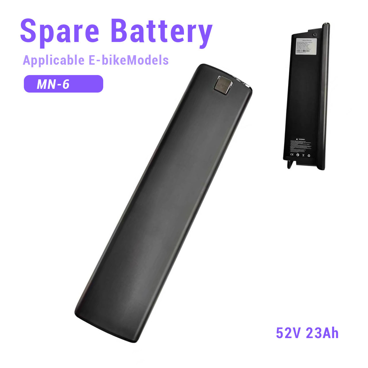 52V 23Ah Lithium Battery, Built-in E-Bike Replacement Battery