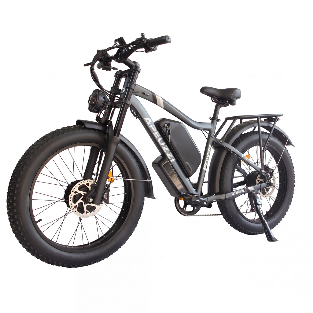 APEUZZI Dual Motor Electric Bike, 105-Mile Range & 50 MPH Max Speed, 26" Fat Tire Off-Road Ebike, Shimano 7-Speed