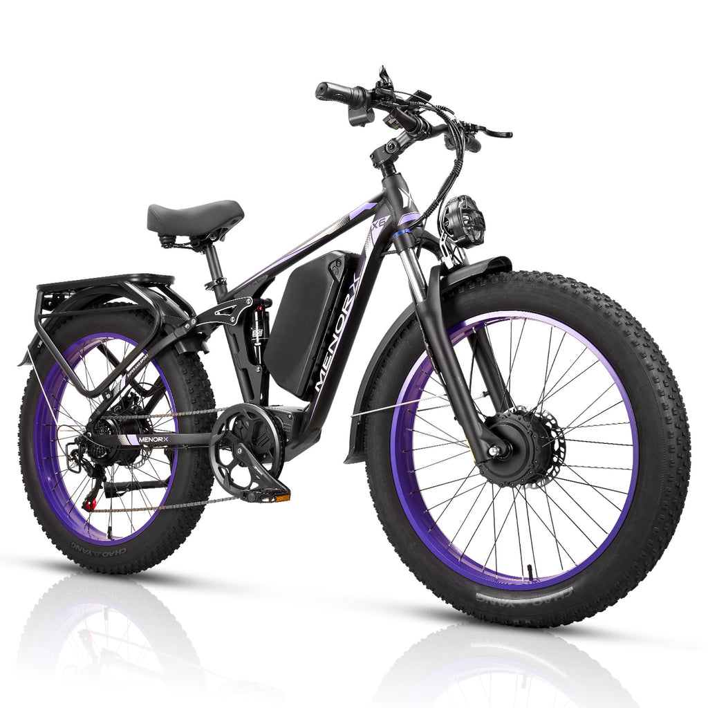 MENORX X3 Dual Motor Electric Bike 26"x4" Fat Tire  Full Suspension